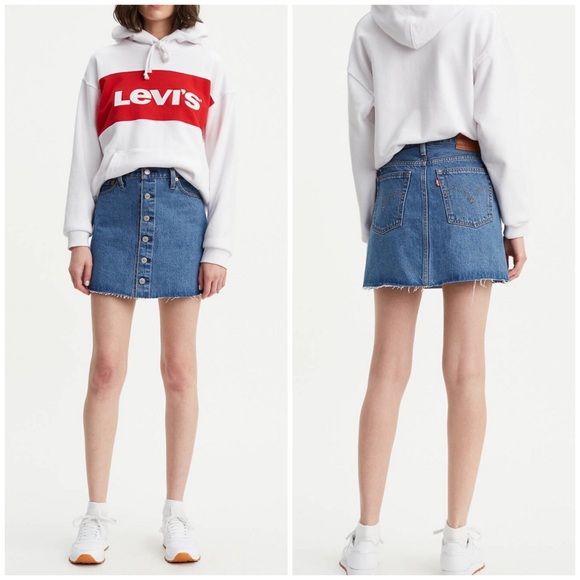 levi's button front mini skirt